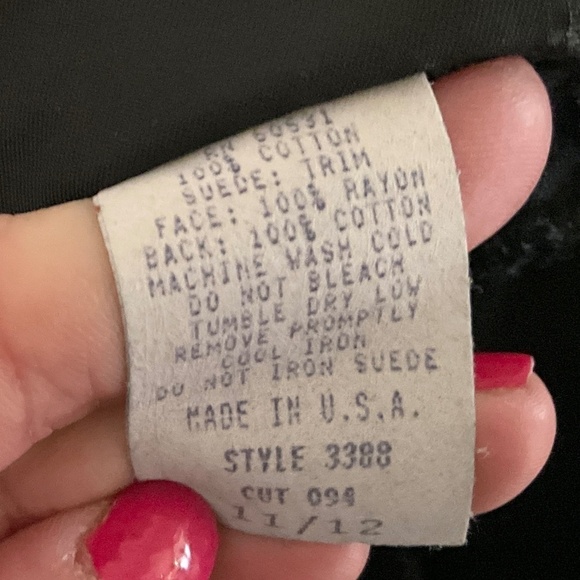 Vintage Maxi Denim Skirt Western Native Black Brown Suede Fringe Trim 12 - Picture 10 of 12